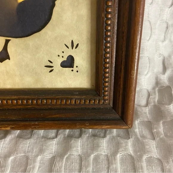 VINTAGE Country Cuts Framed Folk Art Love Ducks - Picture 5 of 9